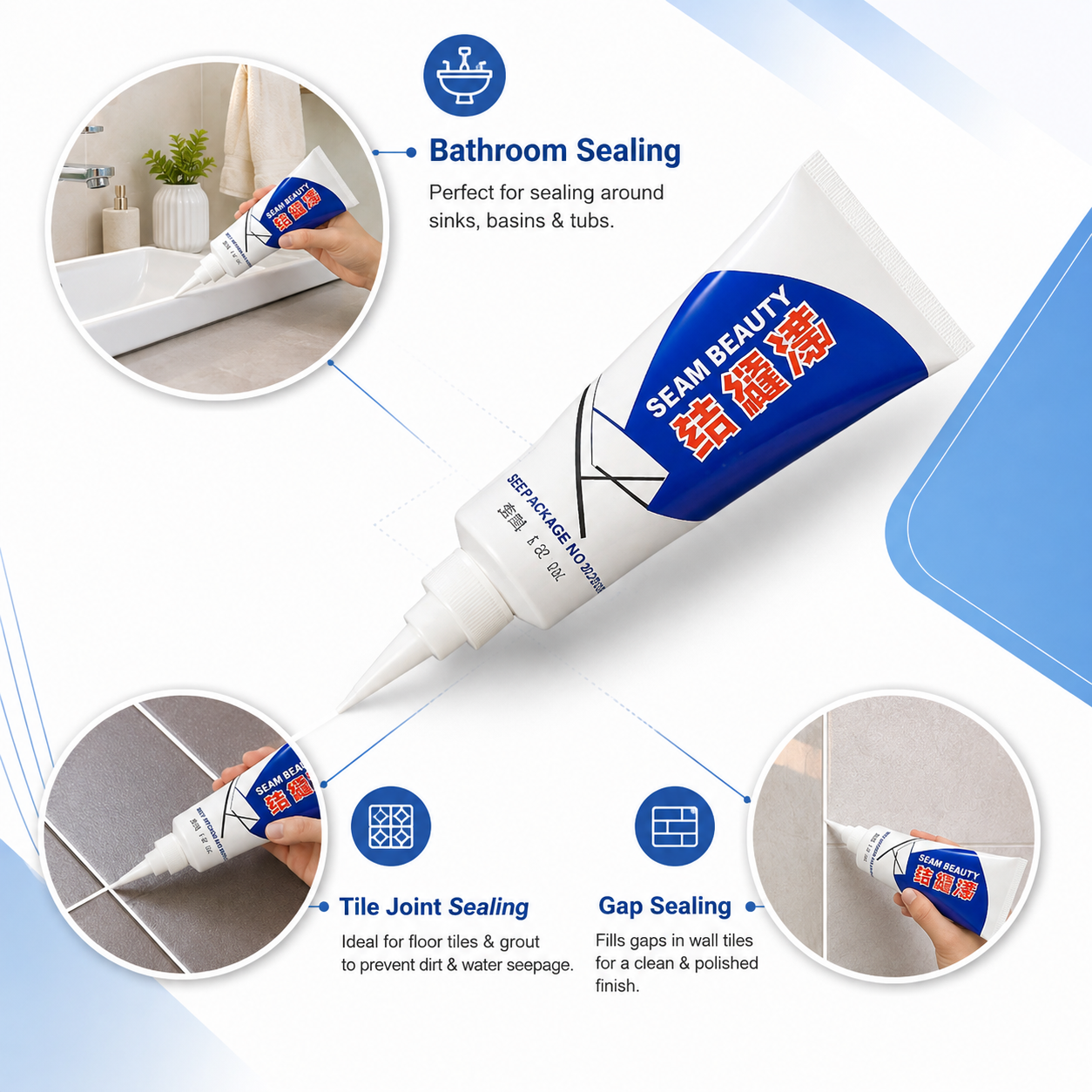 Waterproof Seam Sealing Agent – Tile, Sink & Bathroom Joint Sealant