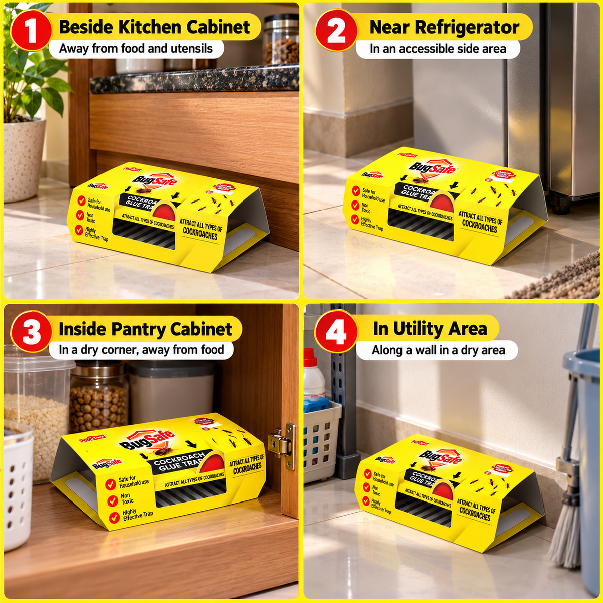 Cockroach Trap Sachets Non-Toxic Roach Bait for Kitchen